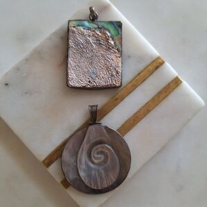 Two Vintage Abalone/Mother of Pearl Pendants